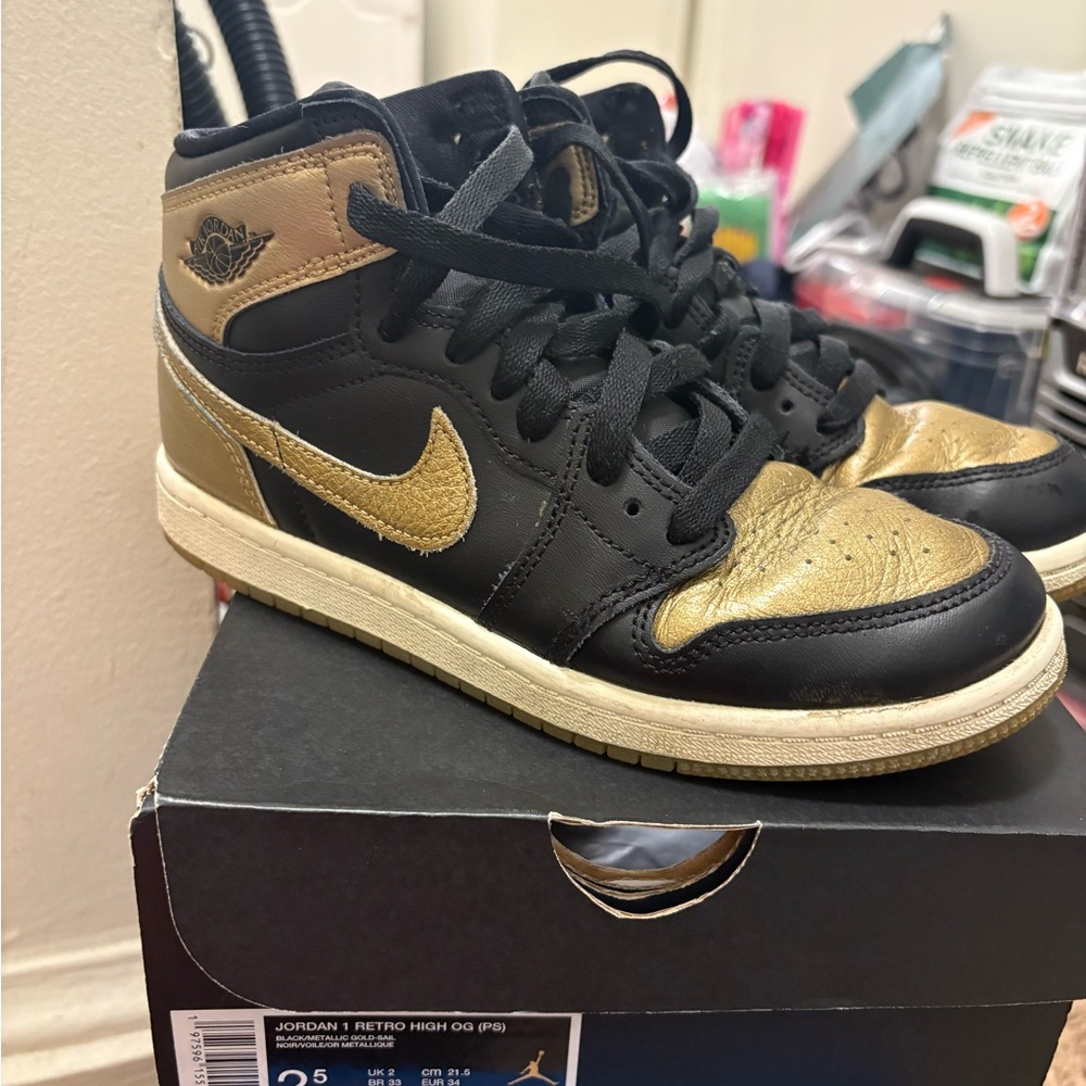 Jordan Kids Sneakers Black and Gold